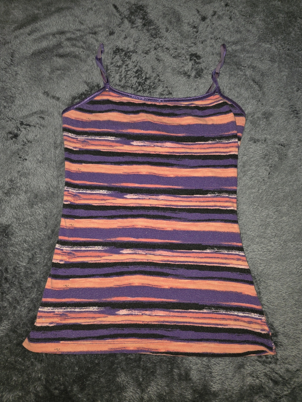 Wet Seal Purple and Orange Striped Spaghetti Strap Tank